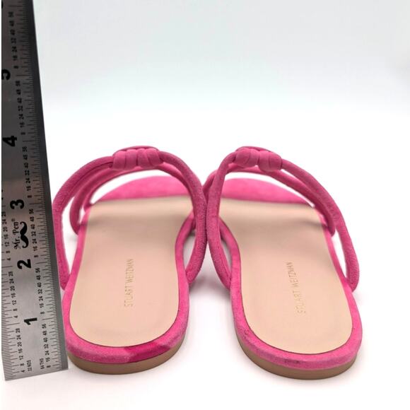 Stuart Weitzman Twist Knot Slip-On Flat Sandal Women's Peonia Size US7 EU38 - Picture 5 of 11